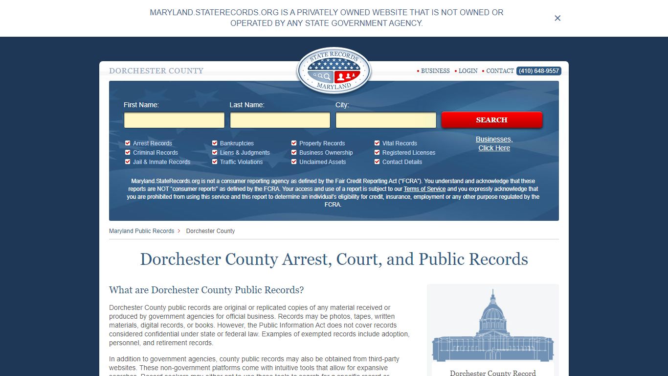 Dorchester County Arrest, Court, and Public Records